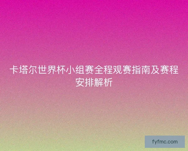 卡塔尔世界杯小组赛全程观赛指南及赛程安排解析